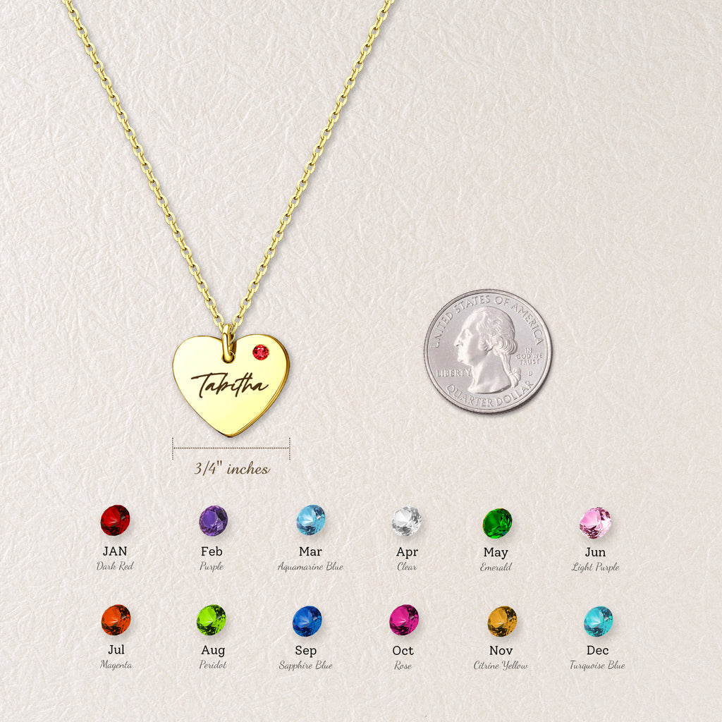 Custom Handwriting Birthstone Heart Necklace