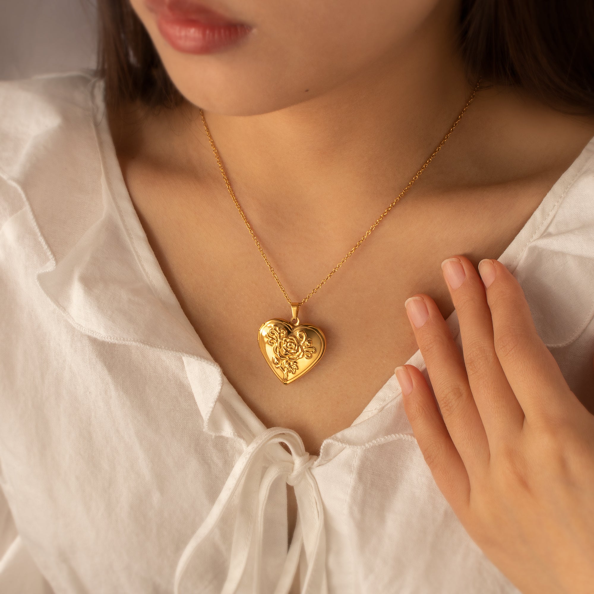 Custom Rose Photo Heart Locket