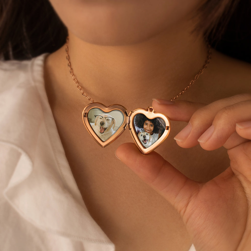 Flourish Heart Pet Photo Locket Necklace
