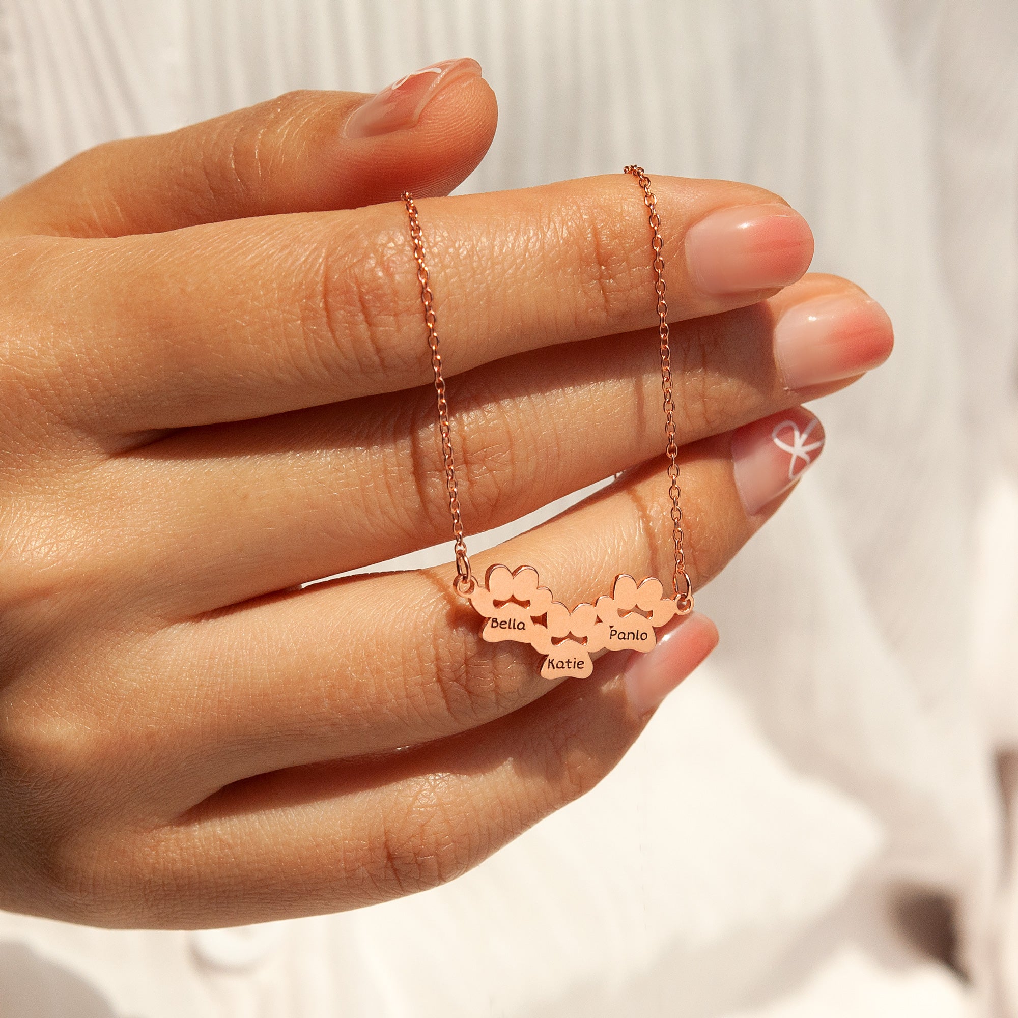Horizontal Paw Print Name Necklace
