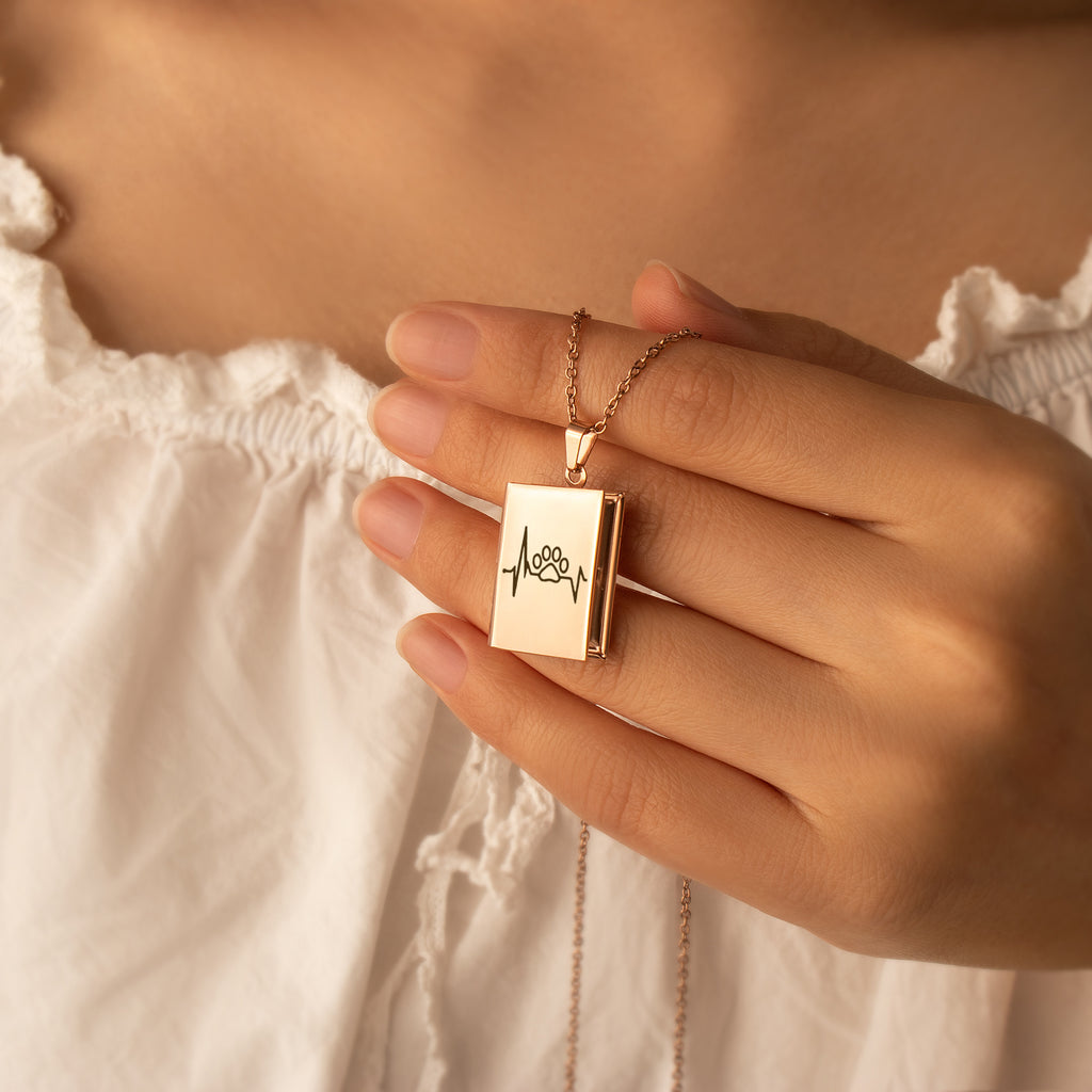 Square Logo Photo Locket Necklace
