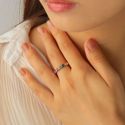 Personalized Wide Band Baguette Birthstone Ring