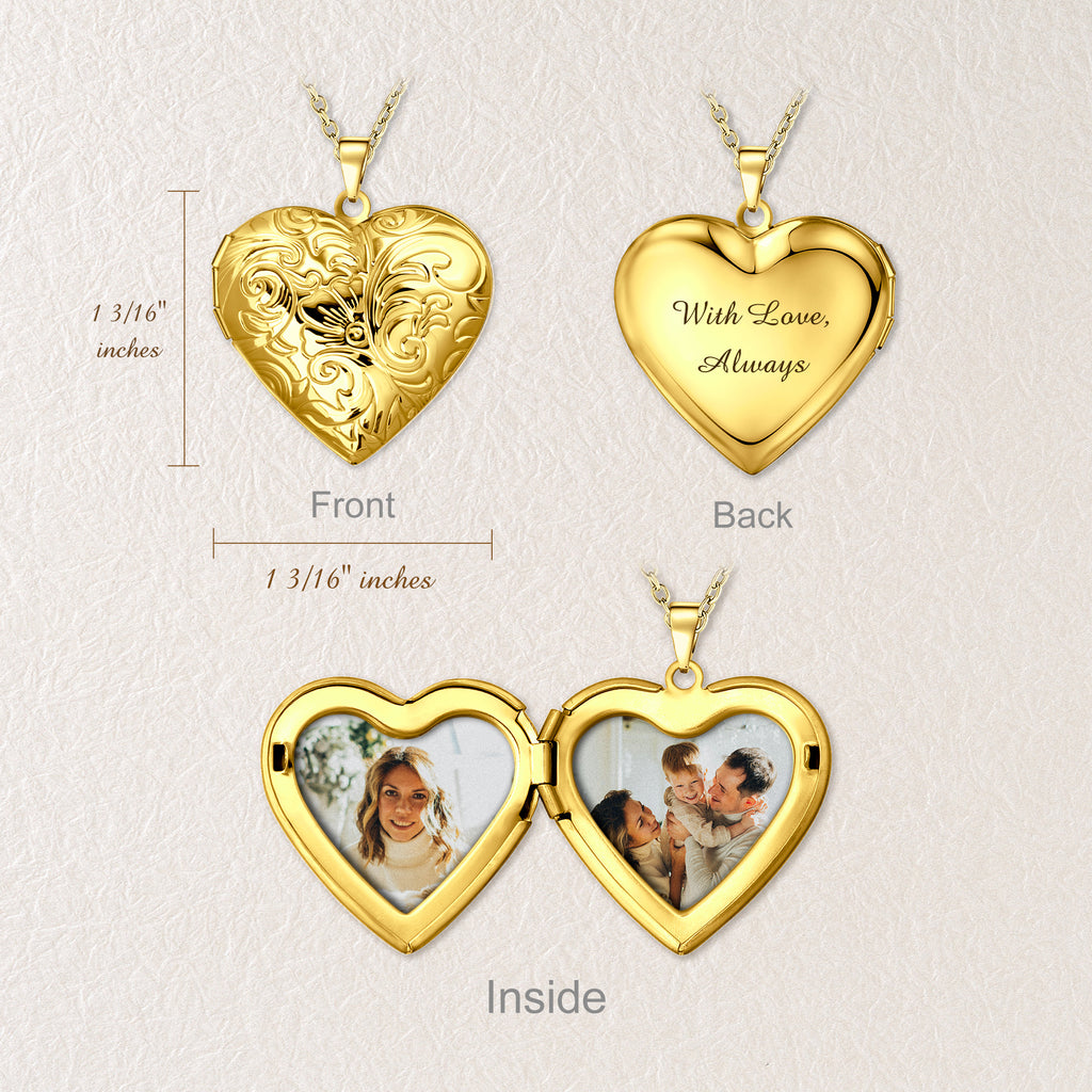 Plant Pattern Heart Photo Locket