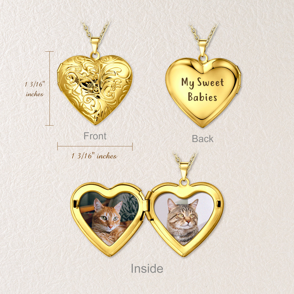 Flourish Heart Pet Photo Locket Necklace