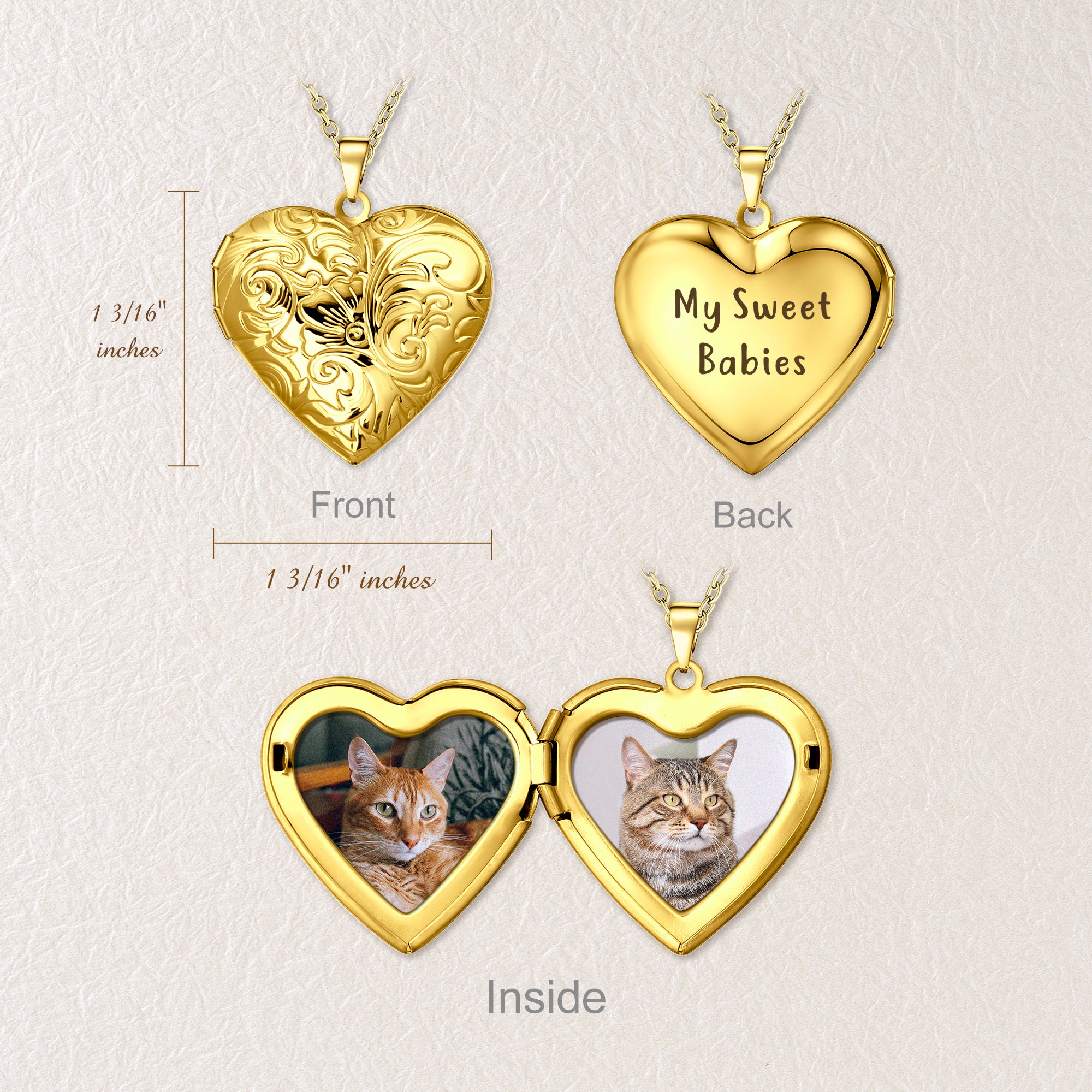 Flourish Heart Pet Photo Locket Necklace