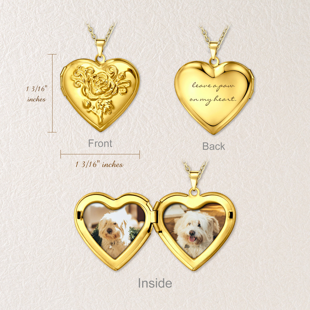 Custom Rose Pet Photo Heart Locket