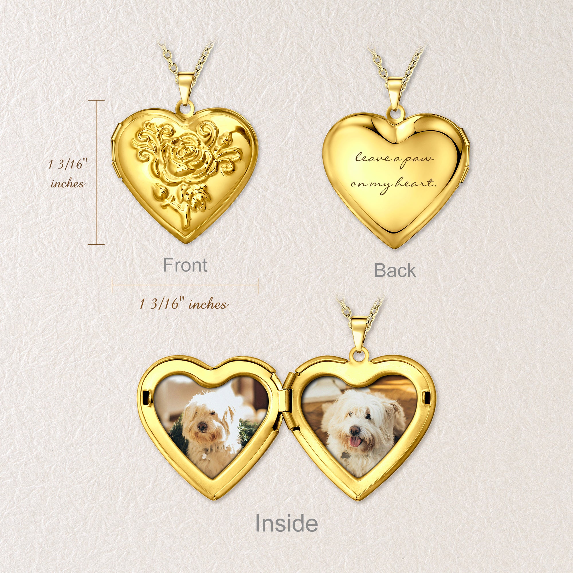 Custom Rose Pet Photo Heart Locket