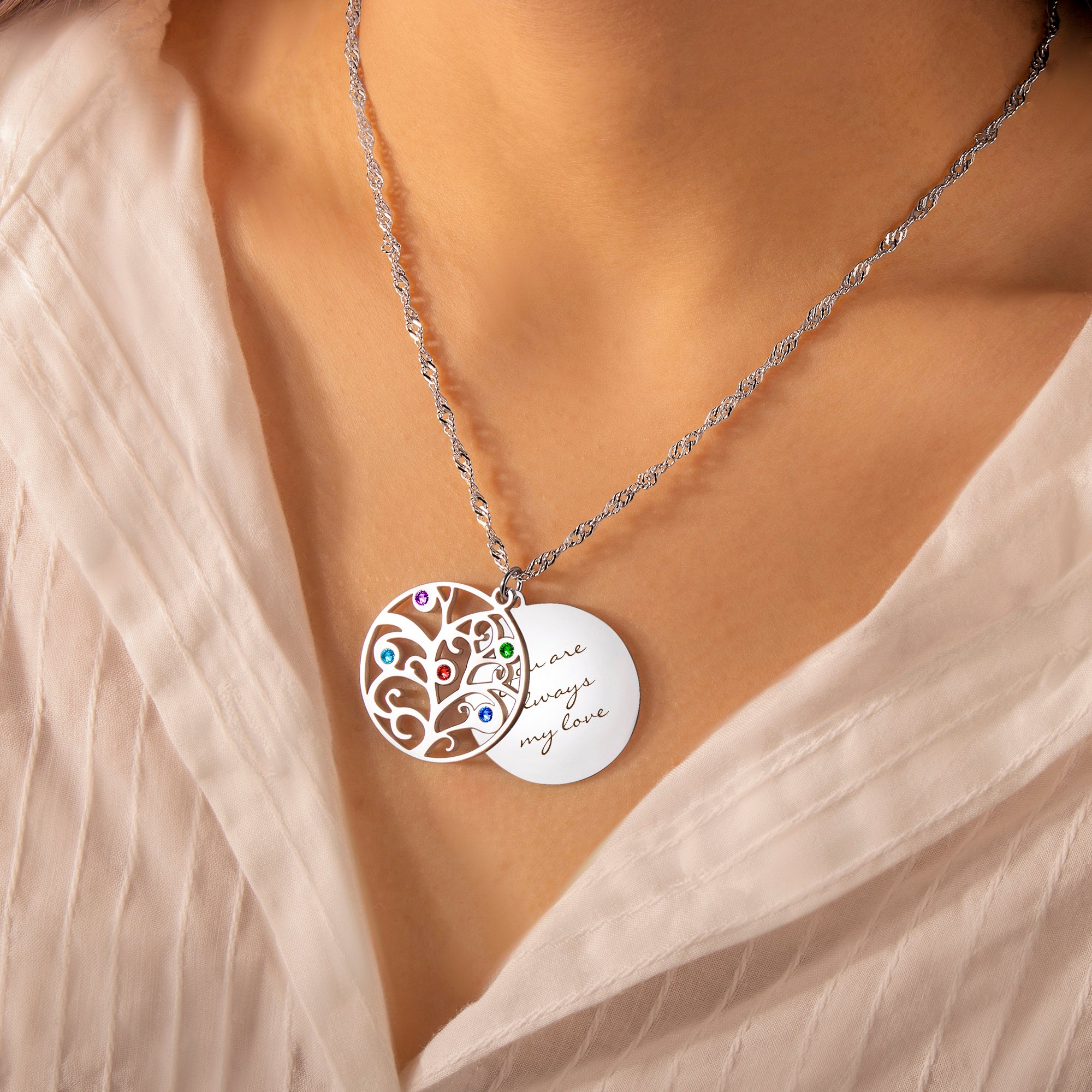 Custom Birthstone Tree of Life Necklace