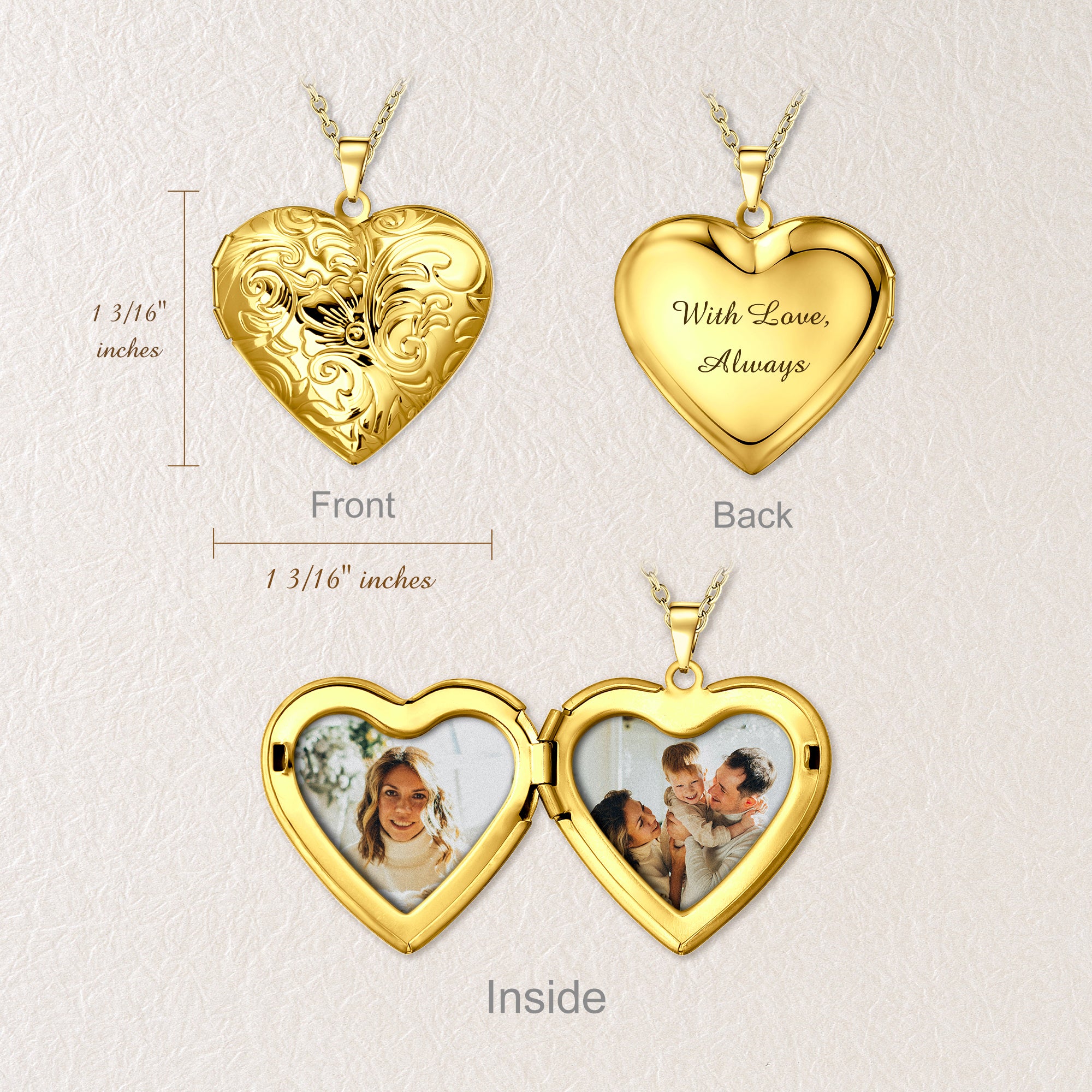 Custom Plant Pattern Photo Heart Locket