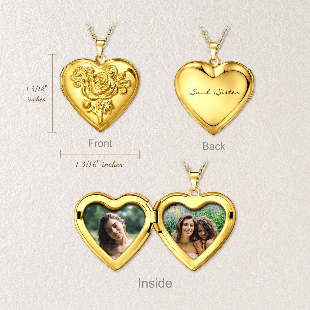 Custom Rose Photo Heart Locket