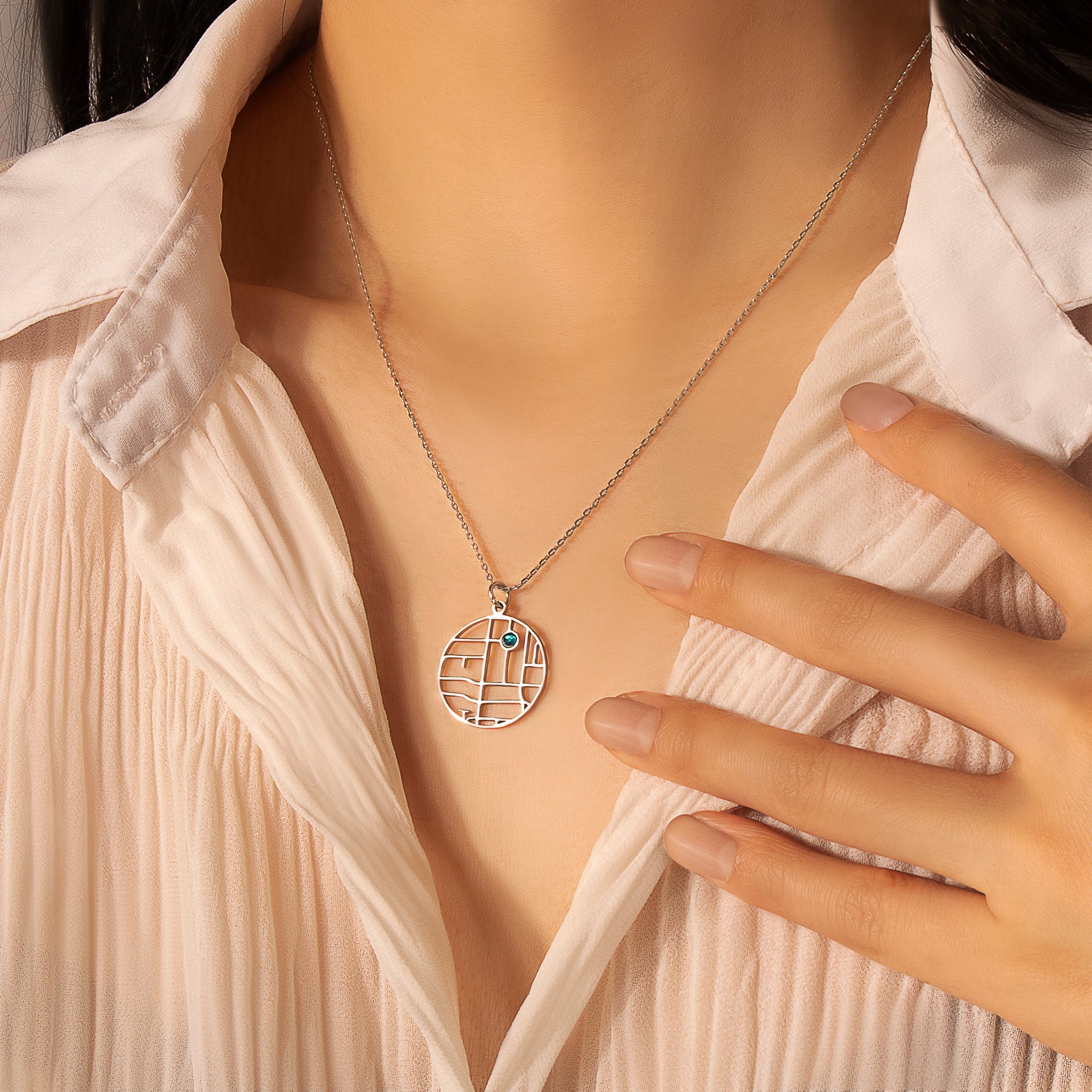 Circle Location Map Necklace