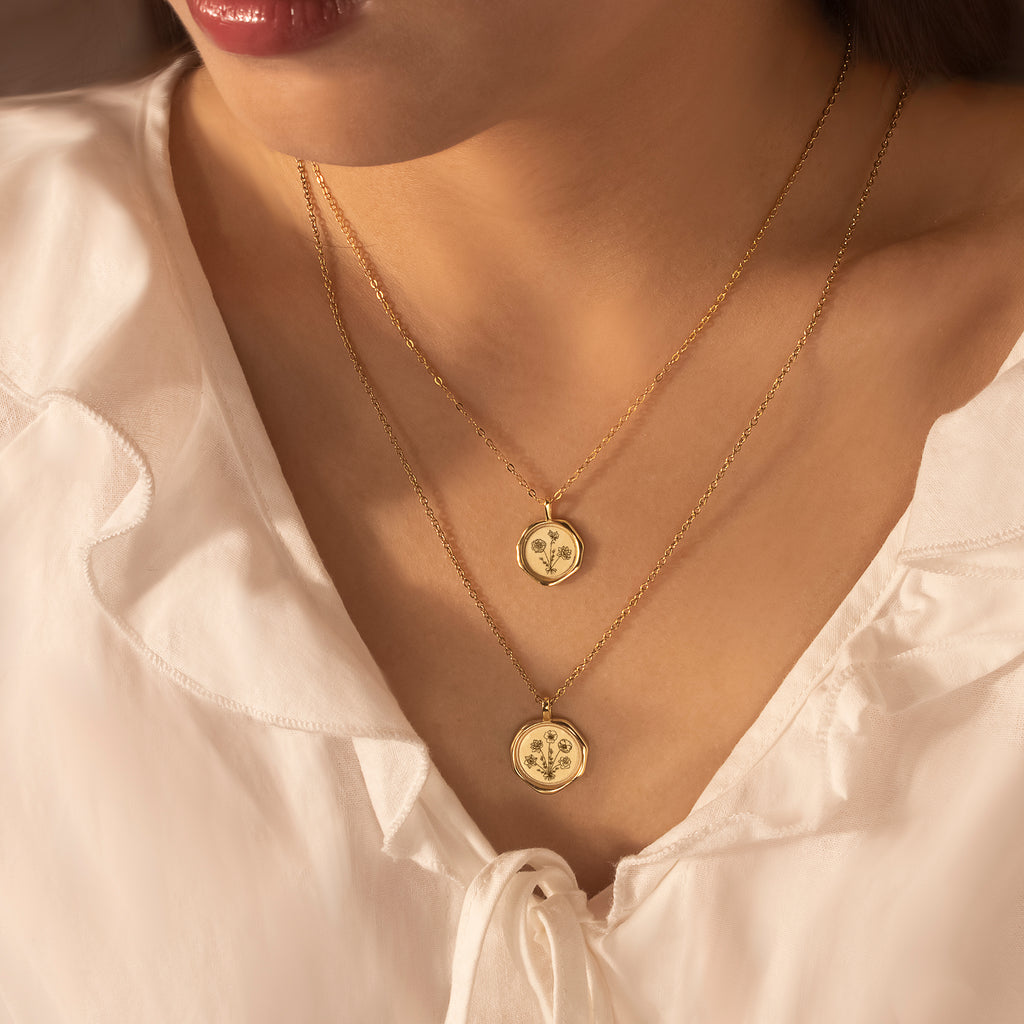 Custom Flower Bouquet Stamped Necklace