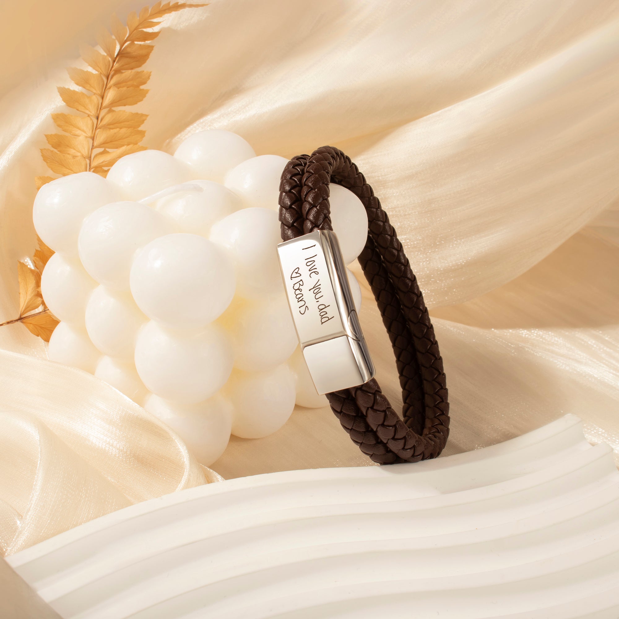 Custom Handwriting Double Strap Leather Bracelet