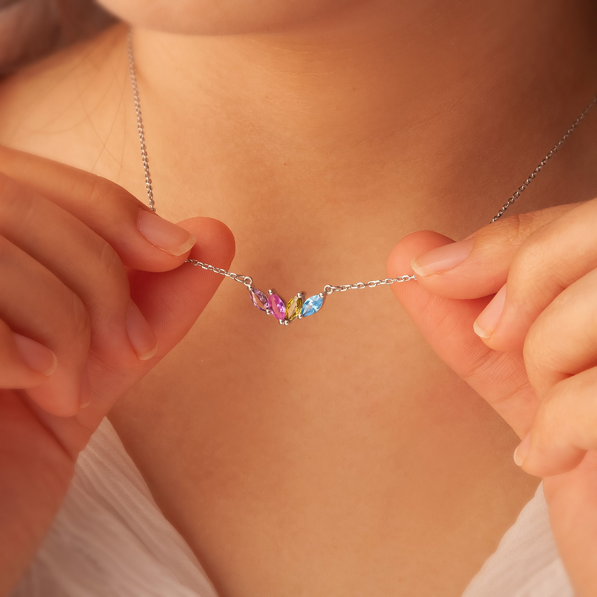 Horse Eye Shaped Birthstone Necklace