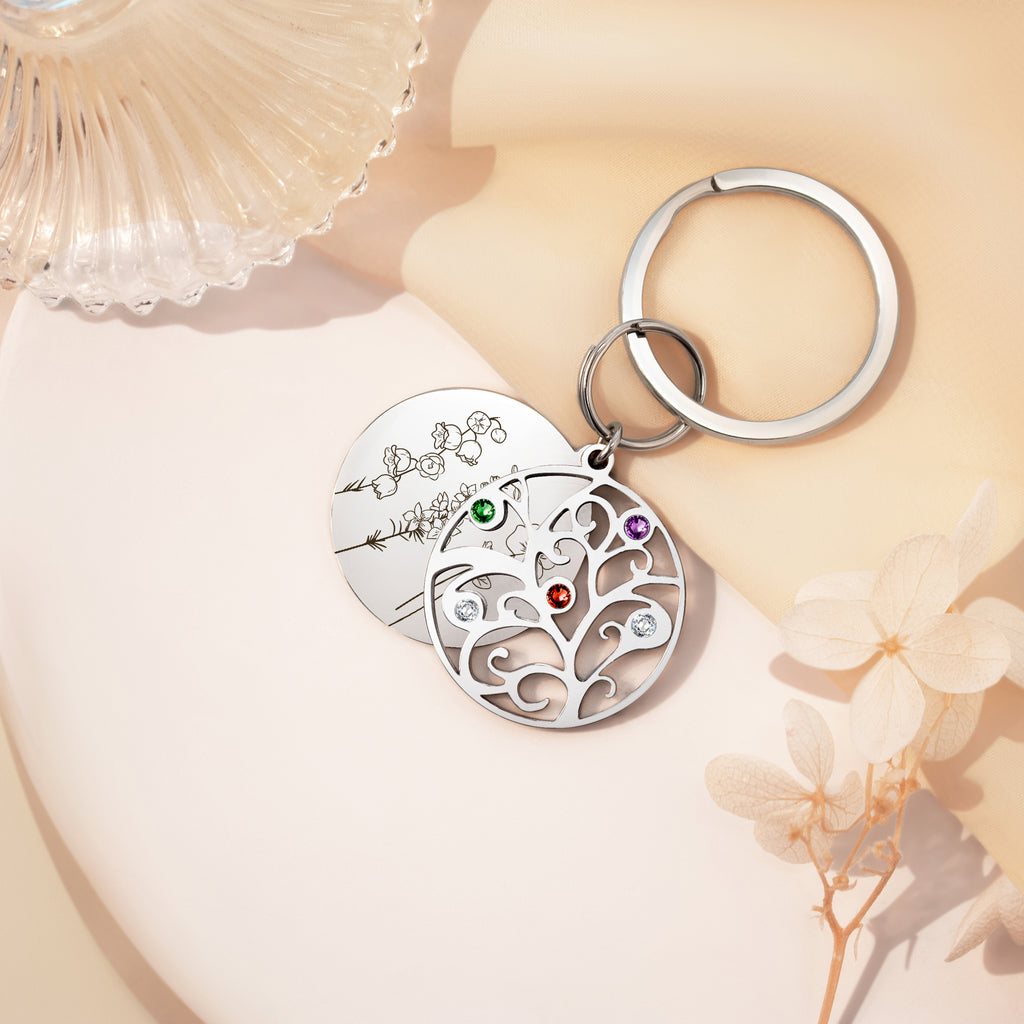 2-4 Flowers Birthstone Tree of Life Necklace
