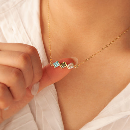 Square Birthstone Necklace