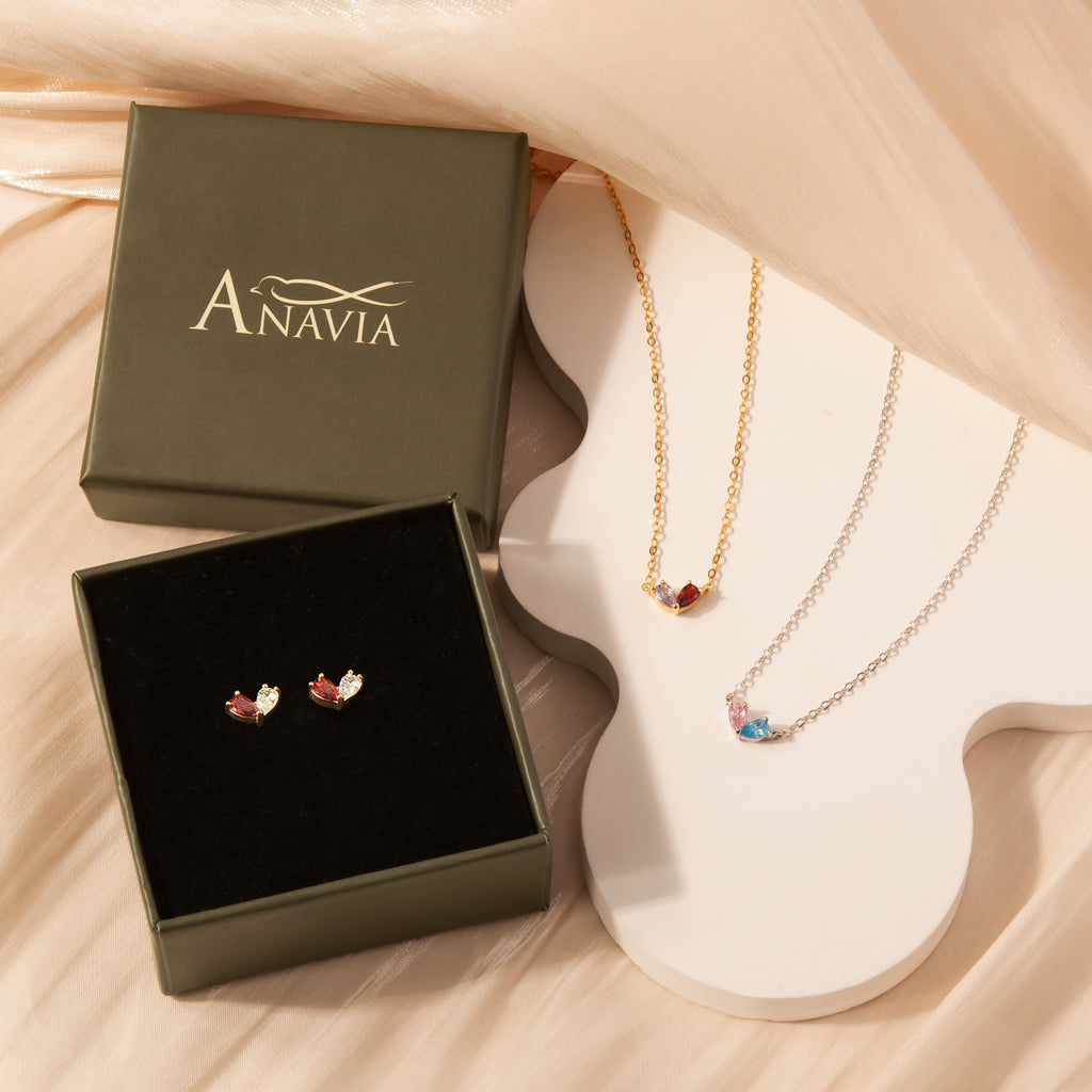 Heart Birthstone Earrings