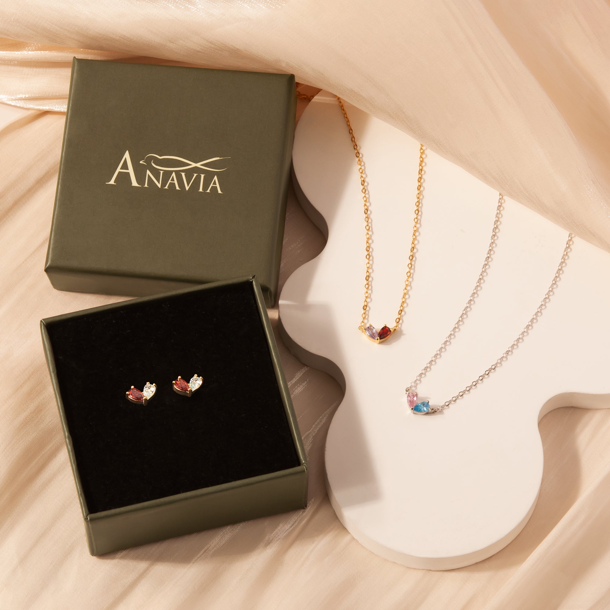 Heart Birthstone Earrings