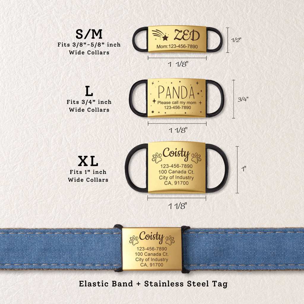 Frame and Pet's Name Fabric Slide On Pet Tag