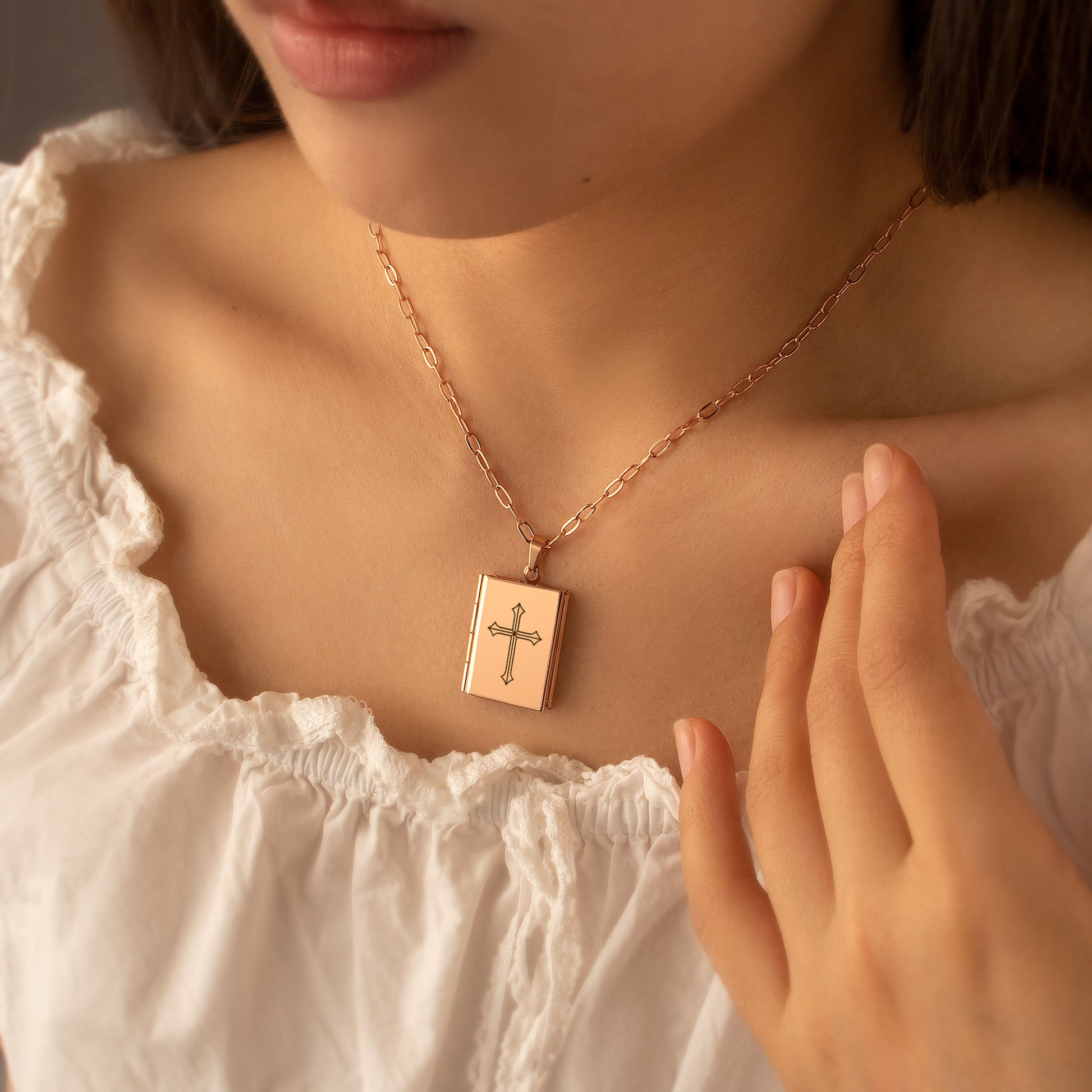 Square Logo Photo Locket Necklace – Personalized Keepsake in