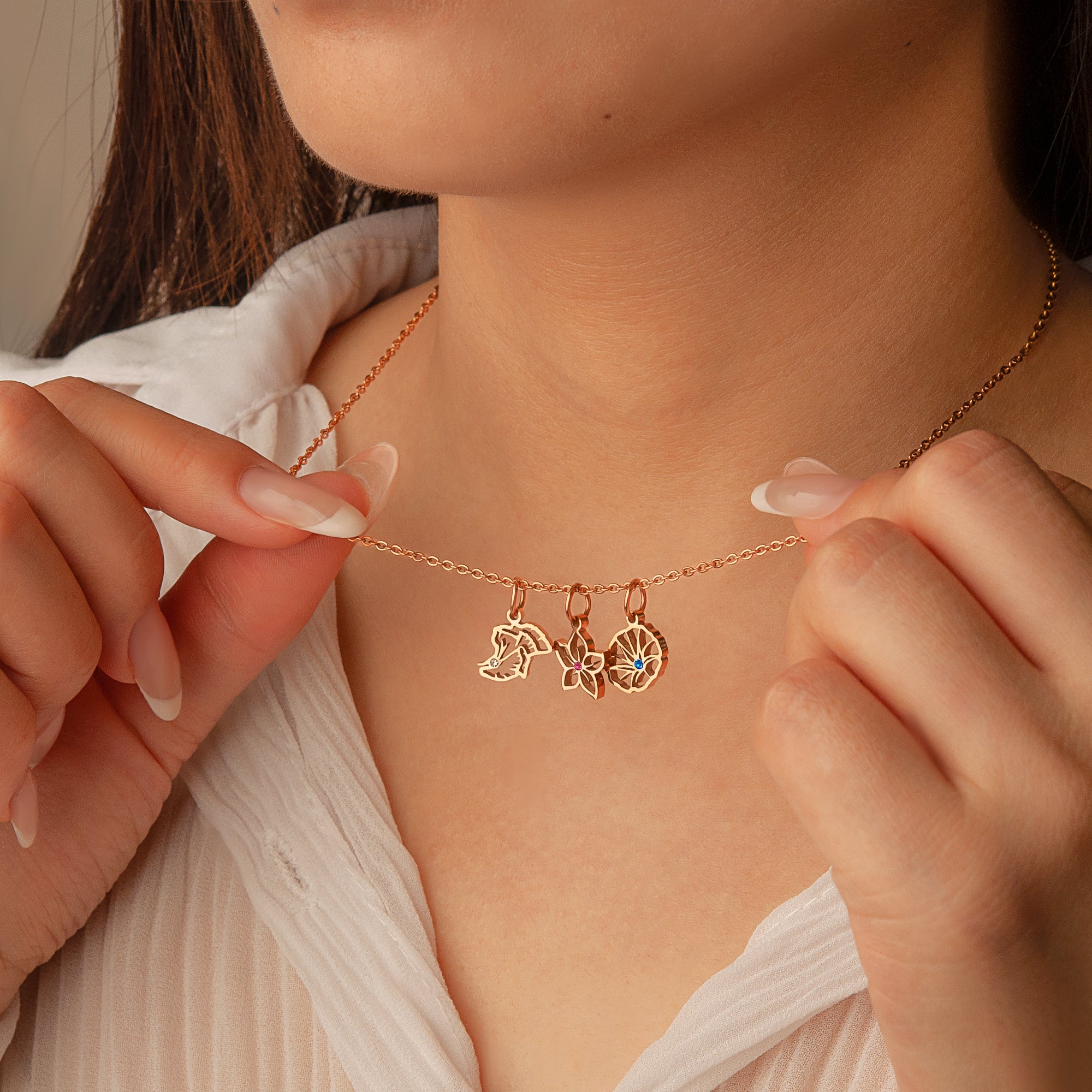 Birth Flower Charm Necklace