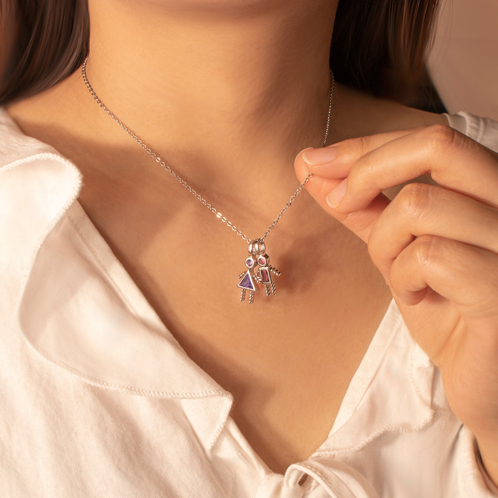 Birthstone Custom Boy and Girl Charms Necklaces