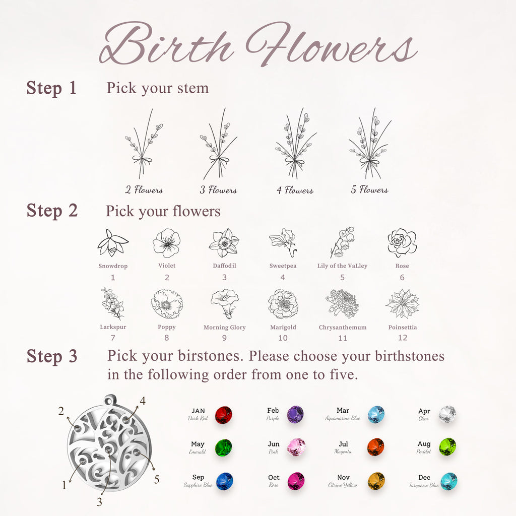 Build Your Own Bouquet Birthstone Tree of Life Necklace