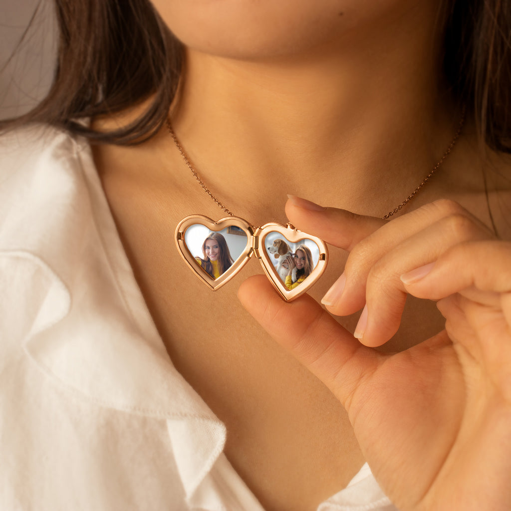 Personalized Birth Flower Heart Photo Locket