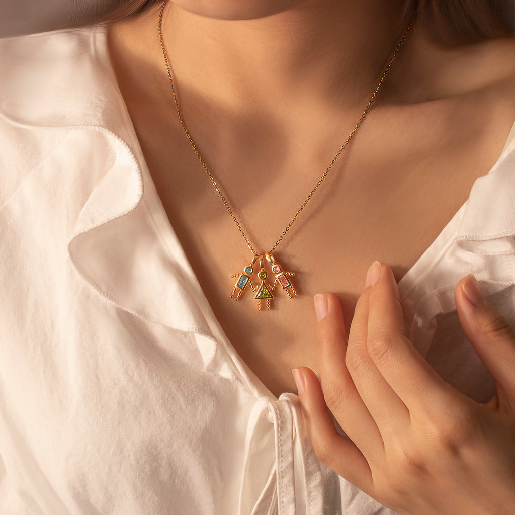 Birthstone Custom Boy and Girl Charms Necklaces