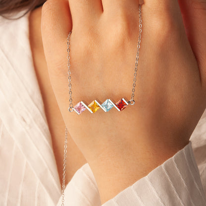 Square Birthstone Necklace