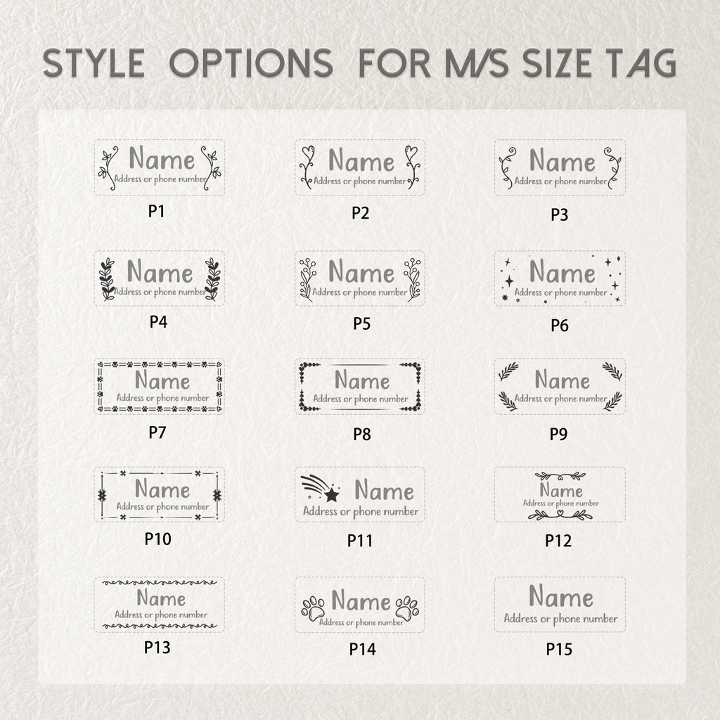 Frame and Pet's Name Fabric Slide On Pet Tag