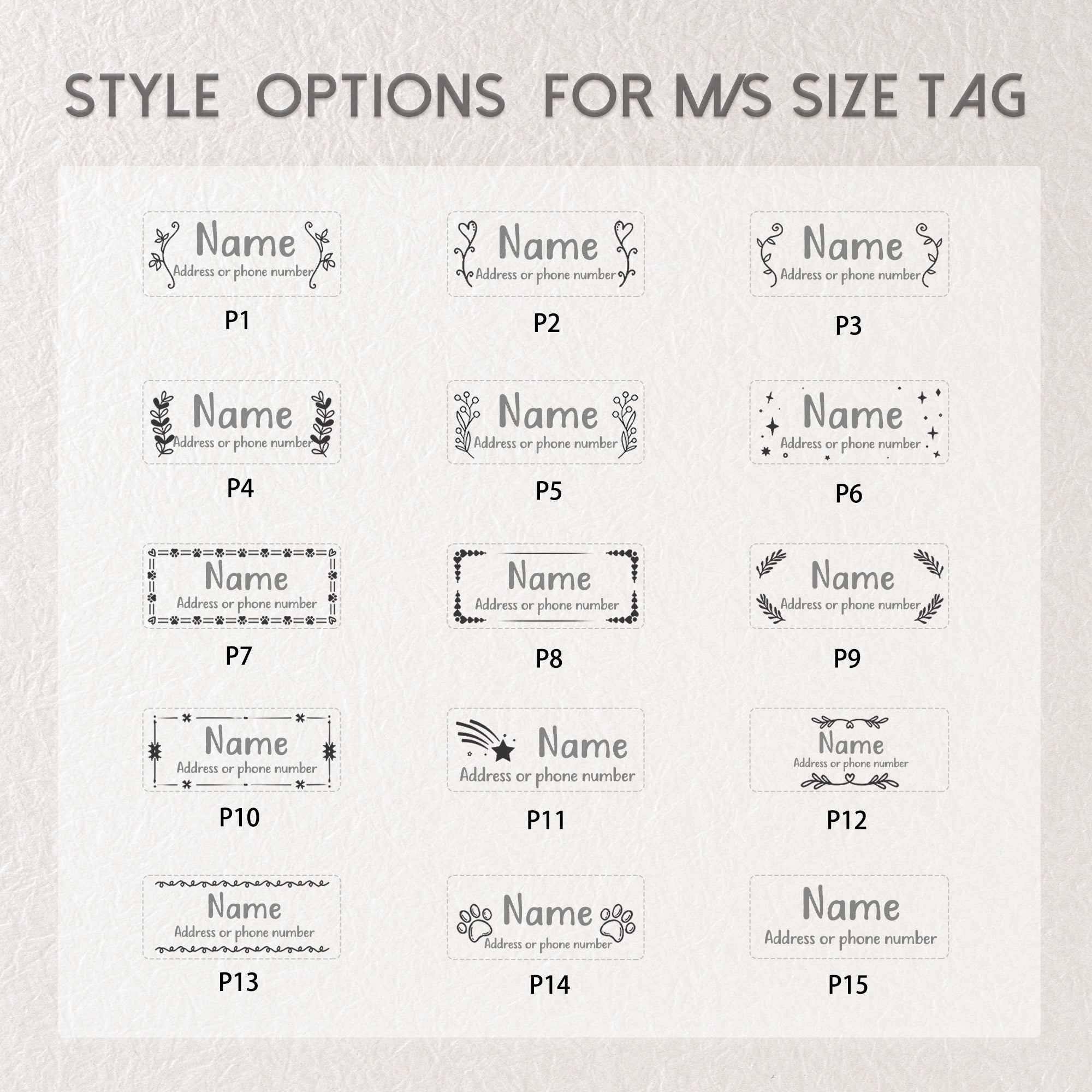 Frame and Pet's Name Fabric Slide On Pet Tag