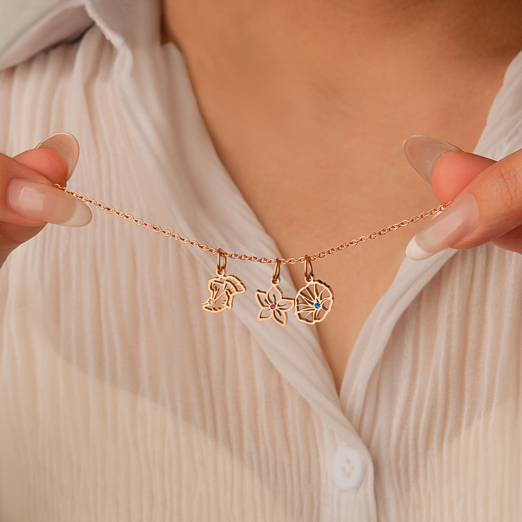 Birth Flower Charm Necklace