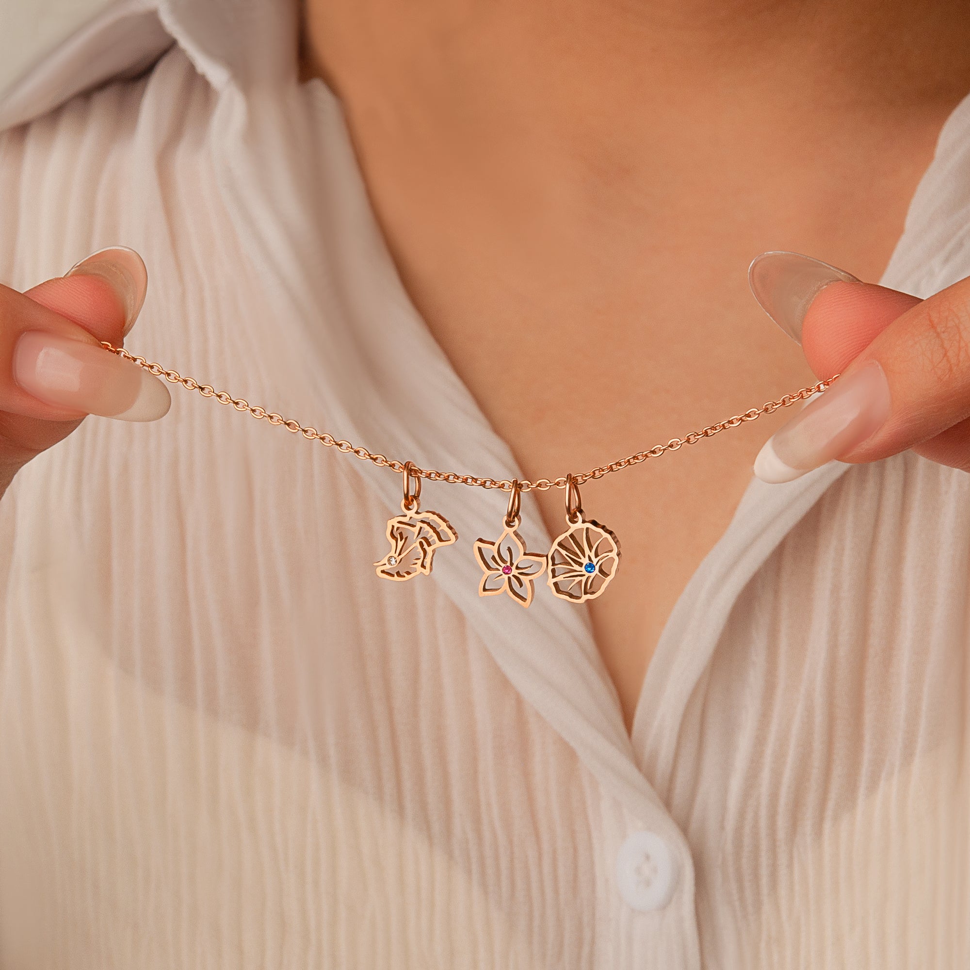 Birth Flower Charm Necklace