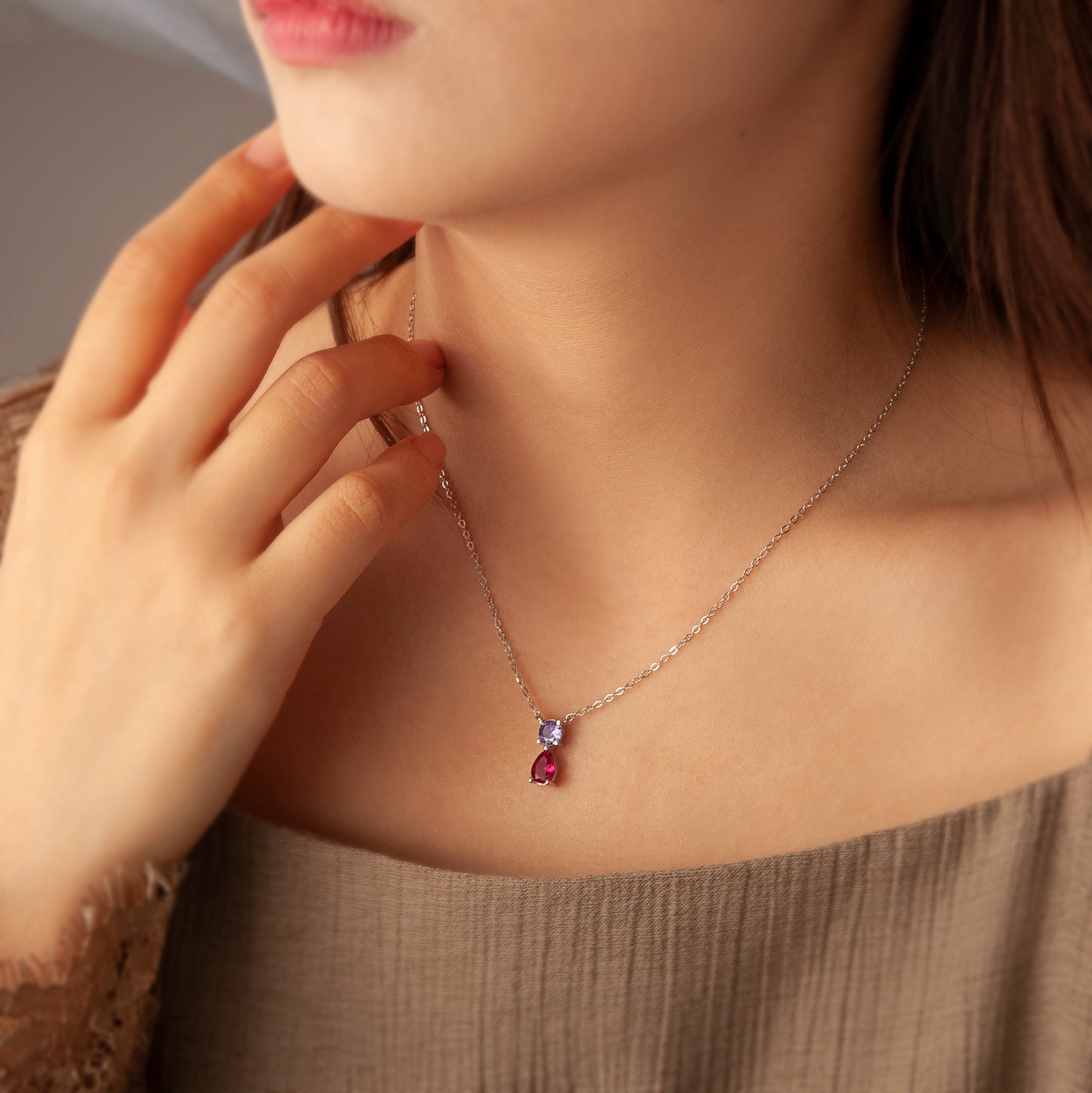 Birthstone Teardrop Necklace