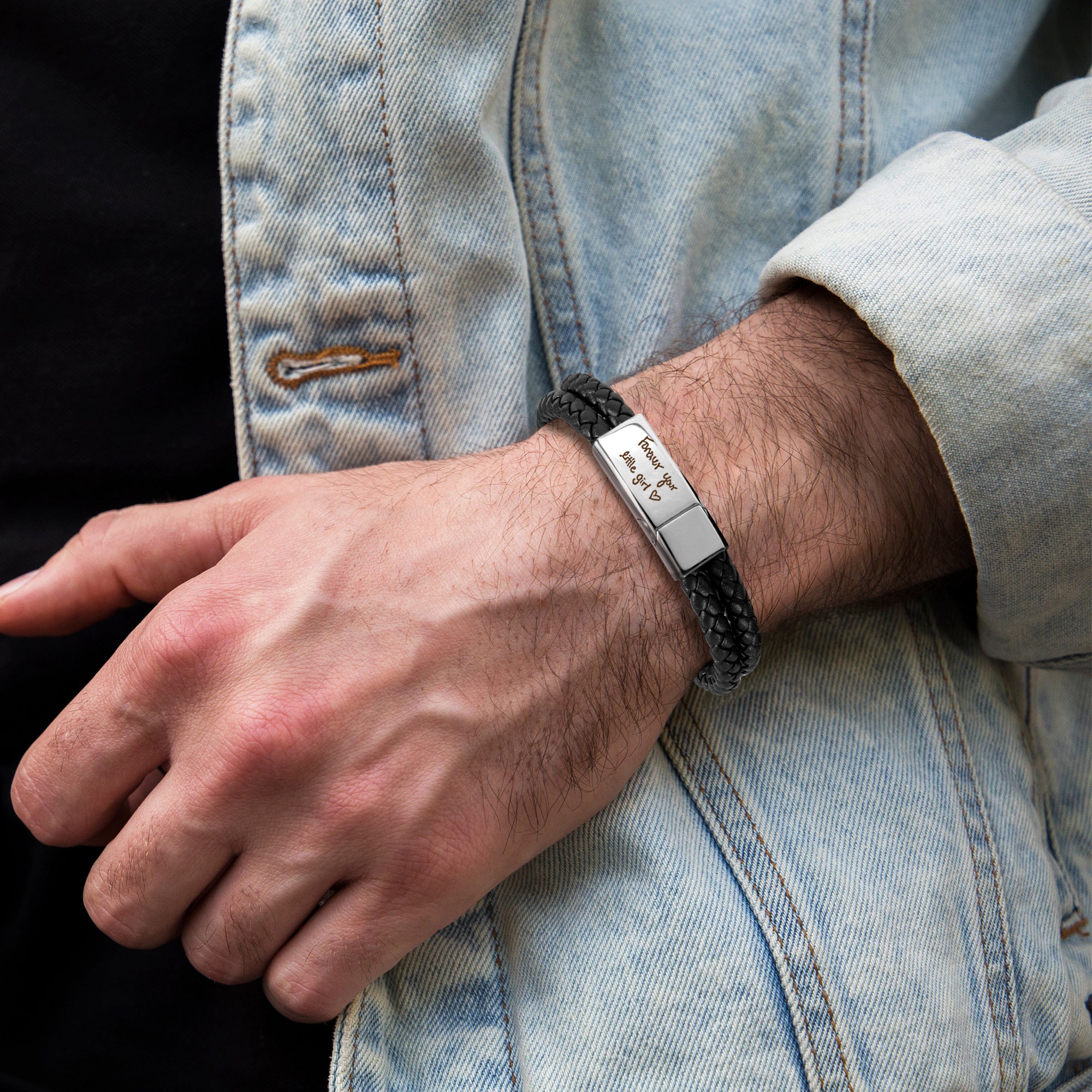Custom Handwriting Double Strap Leather Bracelet