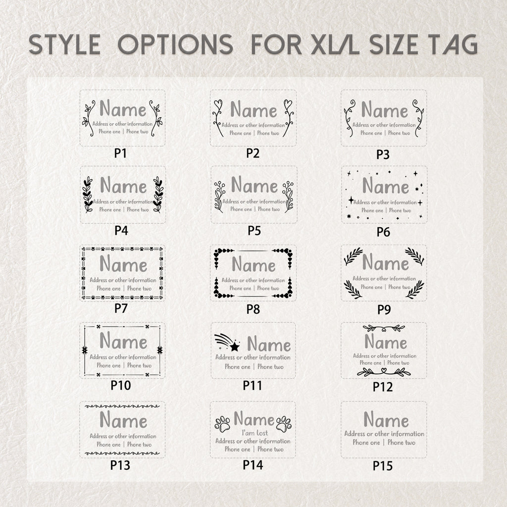 Frame and Pet's Name Fabric Slide On Pet Tag