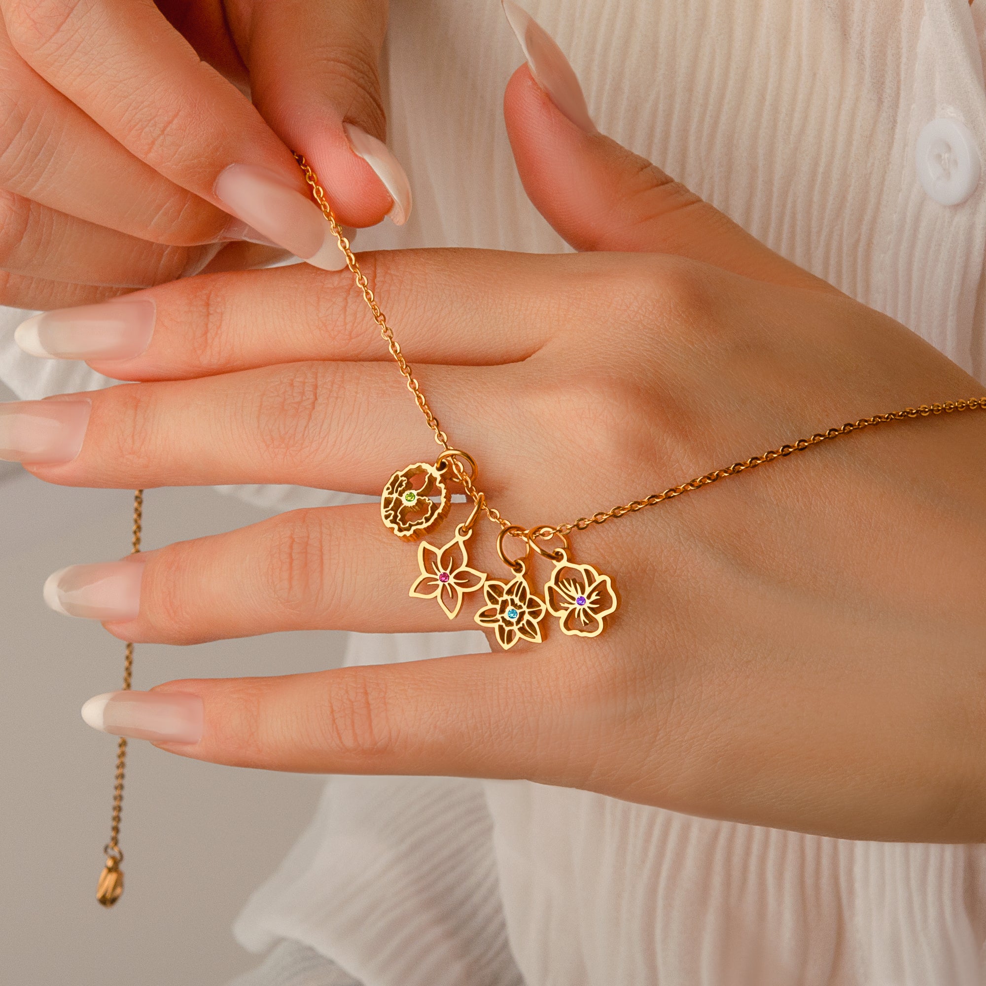 Birth Flower Charm Necklace