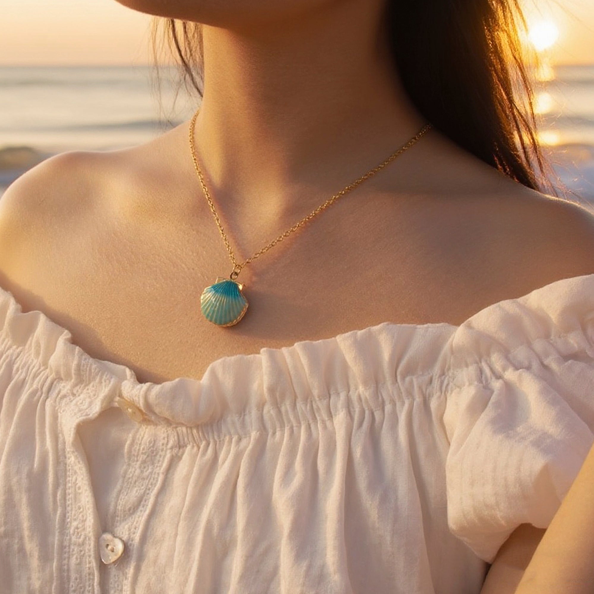 Custom Seashell Pet Photo Locket Necklace