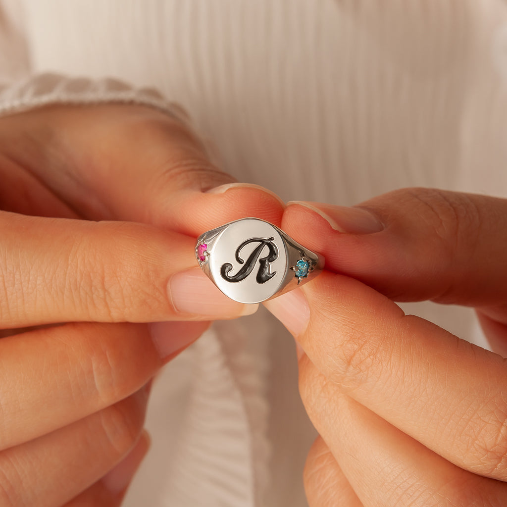 Custom Initial Ring Personalized Initial Ring — Custom Monogram Jewelry by Anavia – Anavia ...