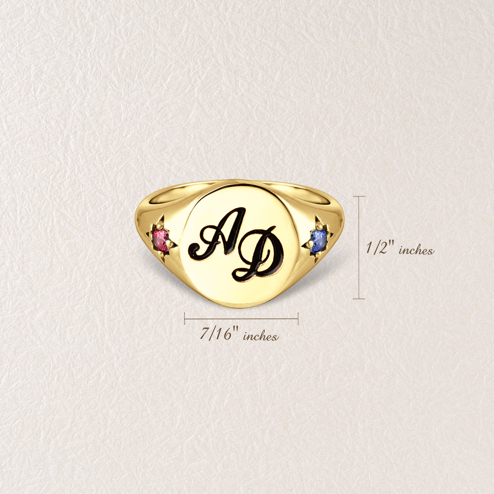 Personalized Initial and Birthstone Ring