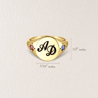 Personalized Initial and Birthstone Ring