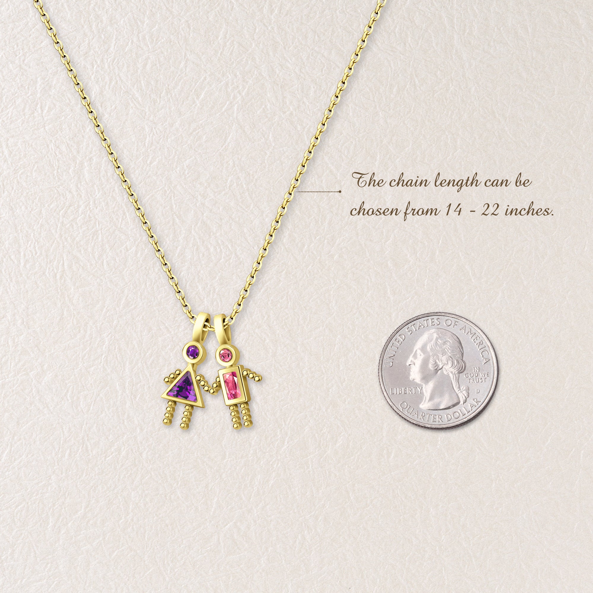 Birthstone Custom Boy and Girl Charms Necklaces