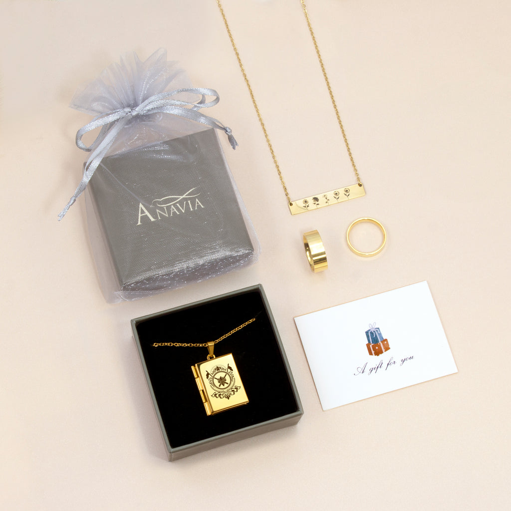Square Logo Photo Locket Necklace
