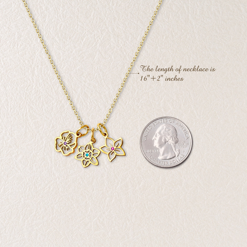 Birth Flower Charm Necklace