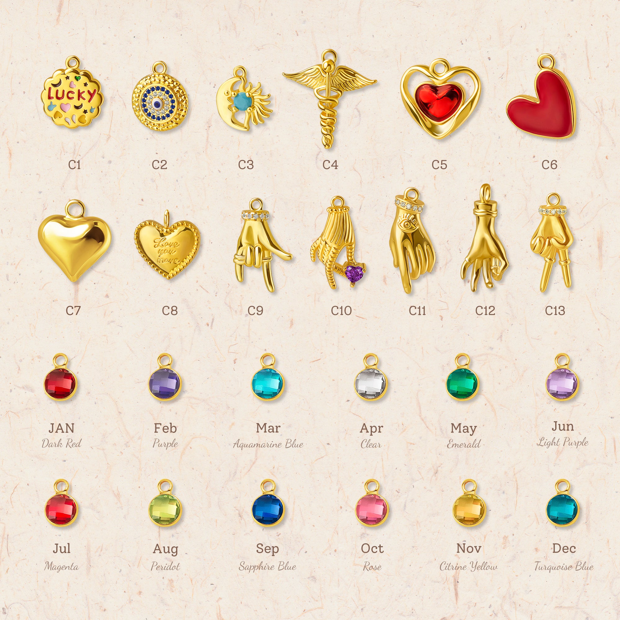 Gold Brass Charms