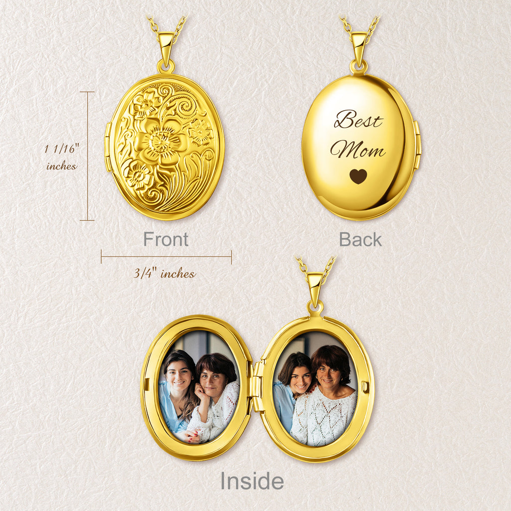 Vintage Oval Photo Locket Necklace