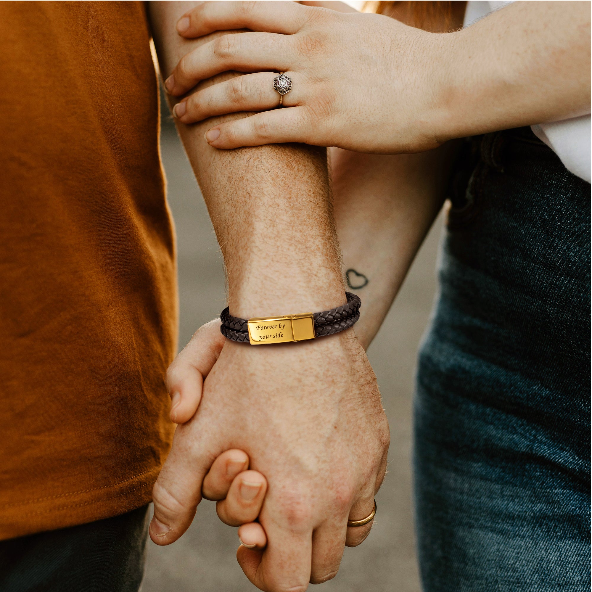 Custom Engraving Double Strap Leather Bracelet