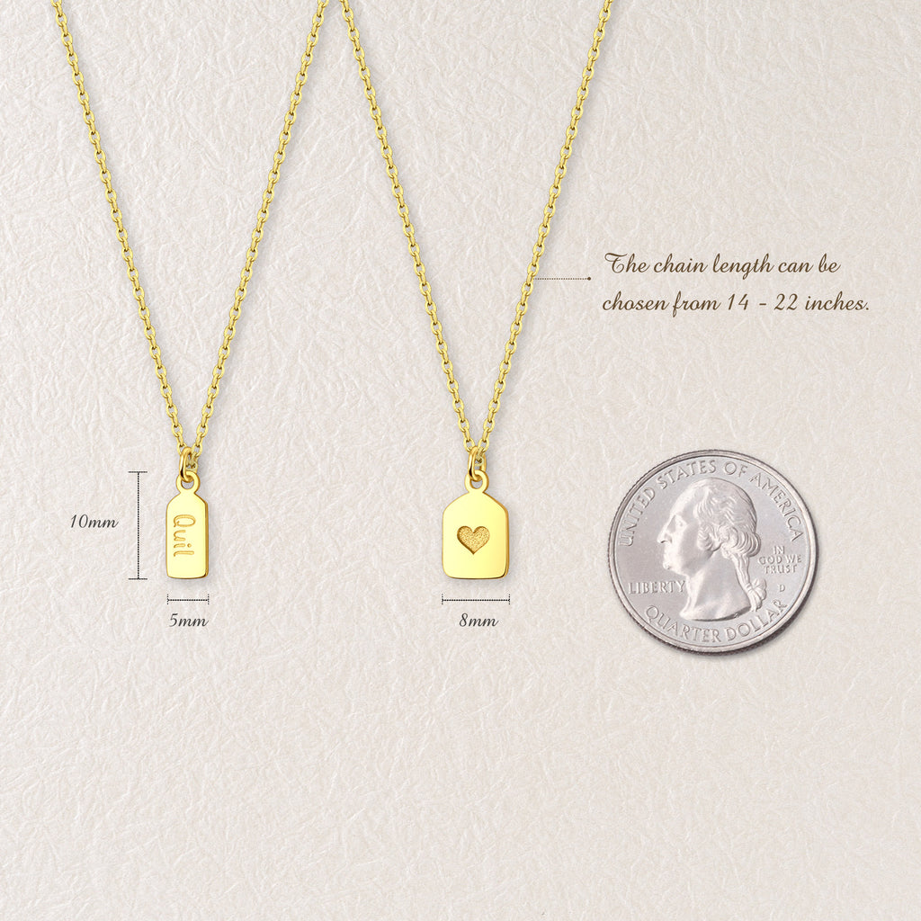 Name Mini Tag Brass Bar Necklace