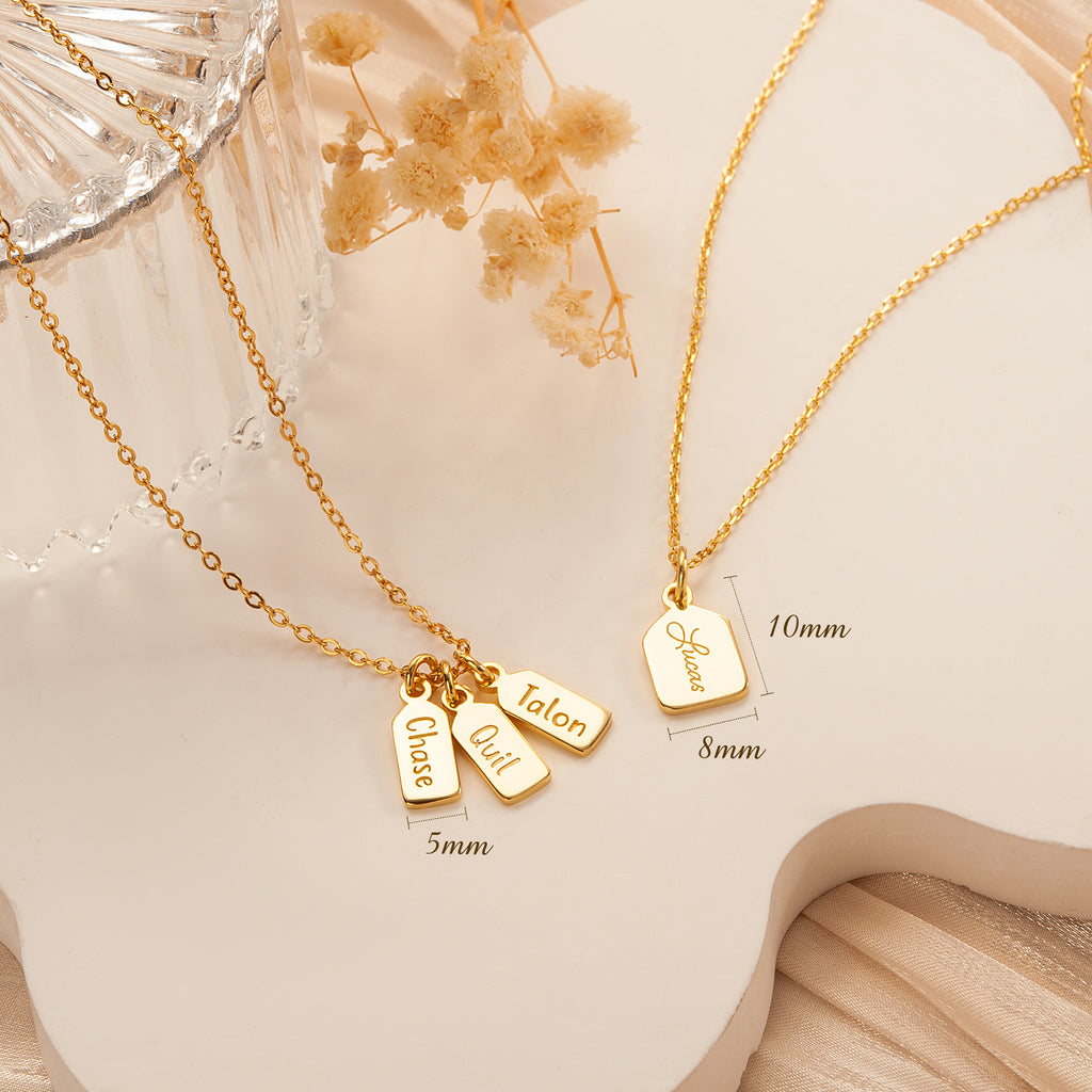 Name Mini Tag Brass Bar Necklace